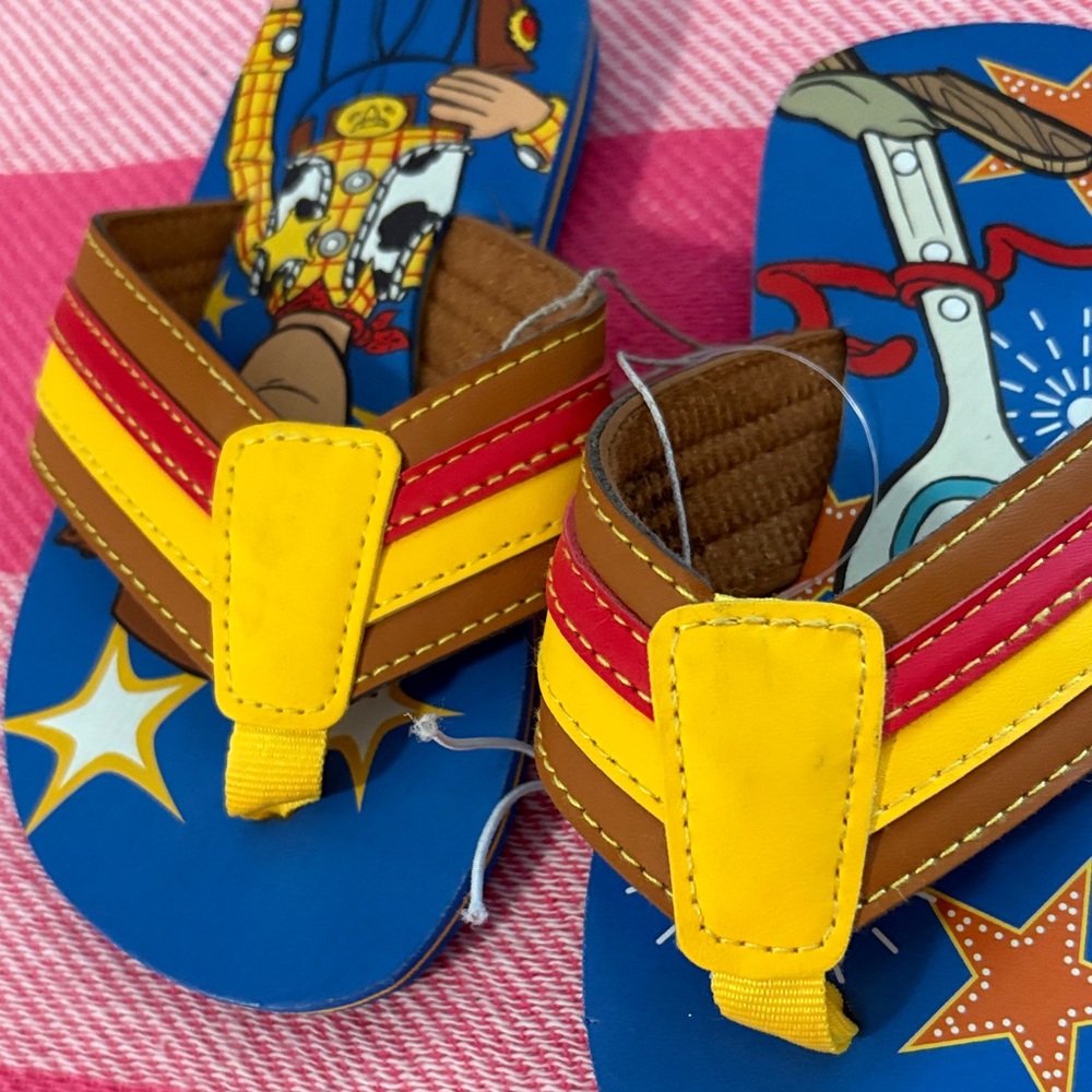 Disney Kids Character Flip Flops in Blue, Teal, Yellow & Red - Picture 4 of 5
